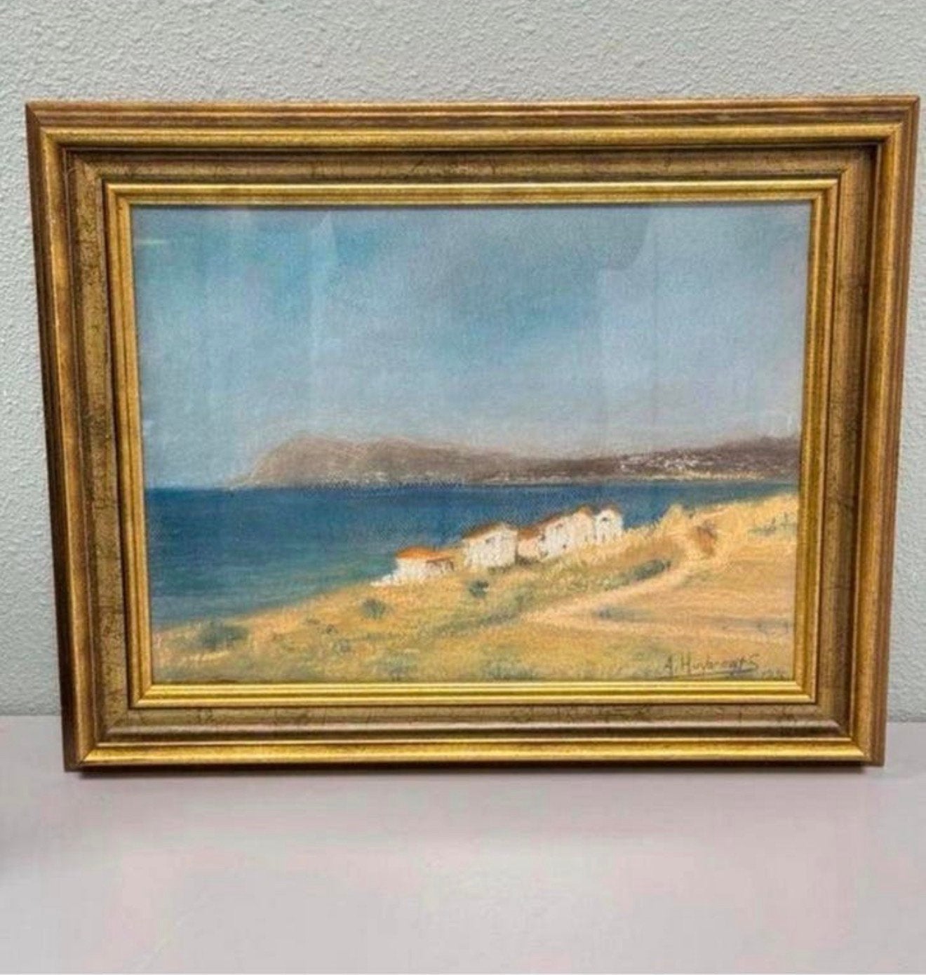 A. Huybregts 1996 vintage Schilderij kustlandschap kust art, Antiek en Kunst, Kunst | Schilderijen | Klassiek, Ophalen of Verzenden