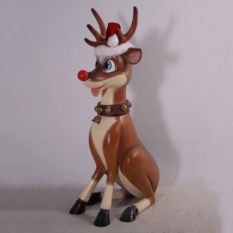 Reindeer Funny – Rendier met verlichte neus hoogte 112 cm