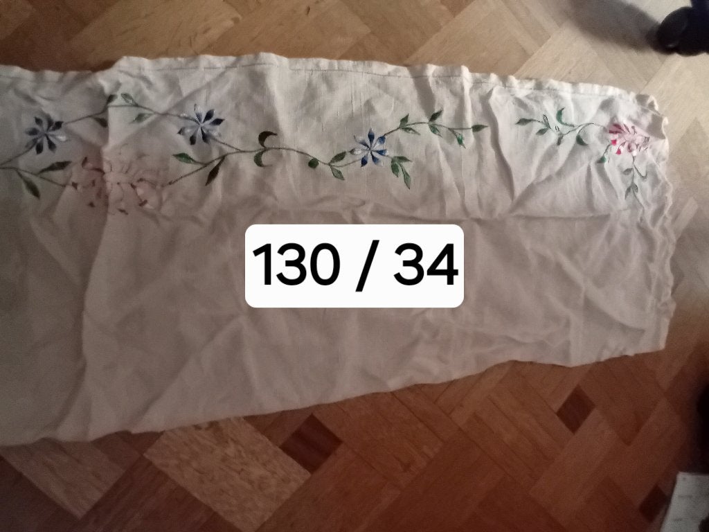 Tissu Écharpe de cheminée vintage brodé/ cheminde table, Maison & Meubles, Nappe, Enlèvement ou Envoi, Brodé, Coton