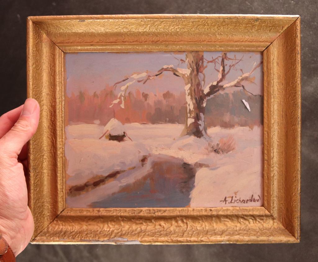 Mooi winters tafereeltje, Antiek en Kunst, Kunst | Schilderijen | Klassiek, Ophalen of Verzenden