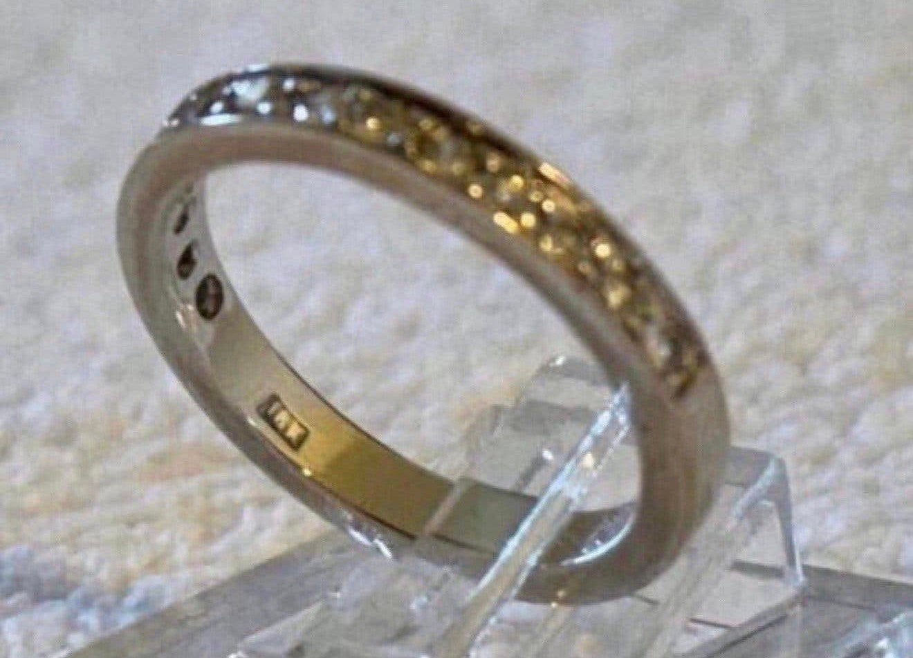 18 karaat gouden ring met natuurlijke diamant 0.42ct! 17mm, Bijoux, Sacs & Beauté, Enlèvement ou Envoi, Or, Or, 17 à 18