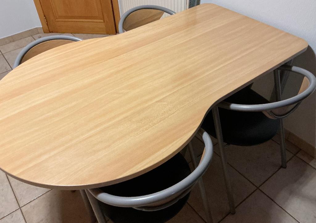 Tafel + stoelen, Huis en Inrichting, Tafels | Eettafels, Ophalen, Gebruikt, 100 tot 150 cm, 50 tot 100 cm