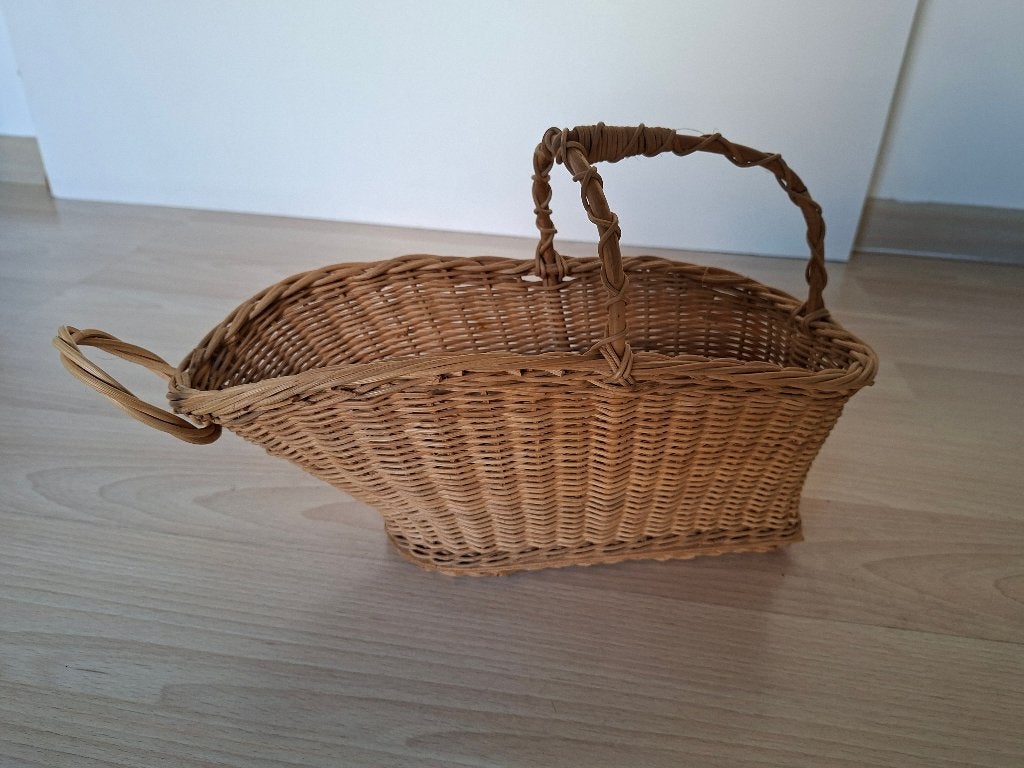 Vintage rieten wijnschenkmand – Rotan wijnmand (37 cm), Ophalen of Verzenden