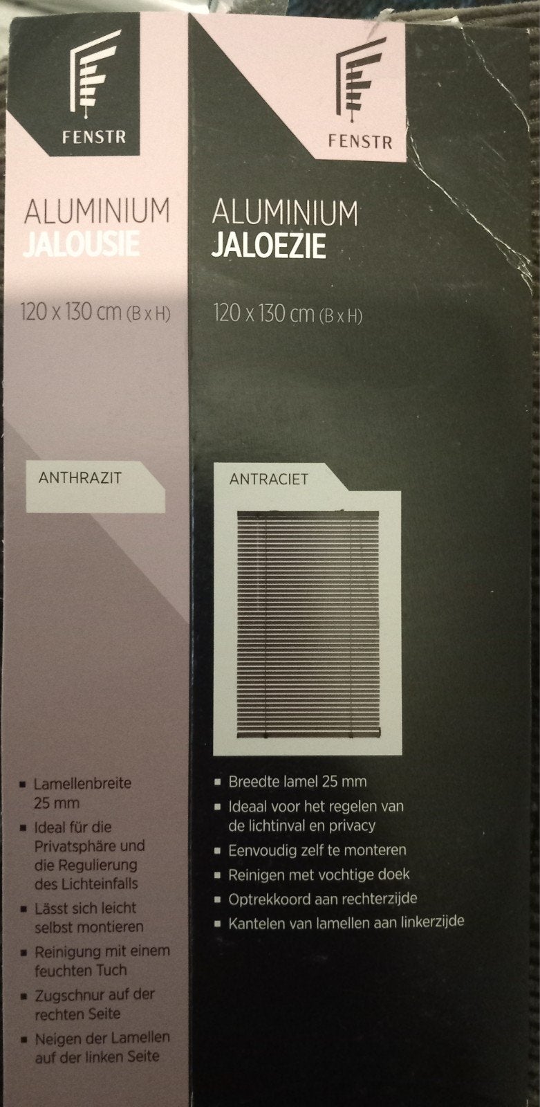 2 stores Atracite 120 x 130 cm, Maison & Meubles, Ameublement | Rideaux & Stores à lamelles, Enlèvement, Neuf, Gris