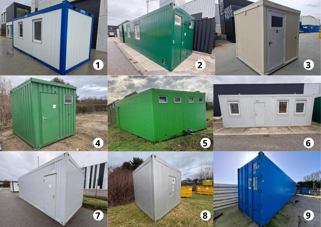 Diverse Tweedehands Containers (bureel, Sanitair & Reefer), Doe-het-zelf en Bouw, Bouwketen en Schaftketen, Gebruikt, Ophalen