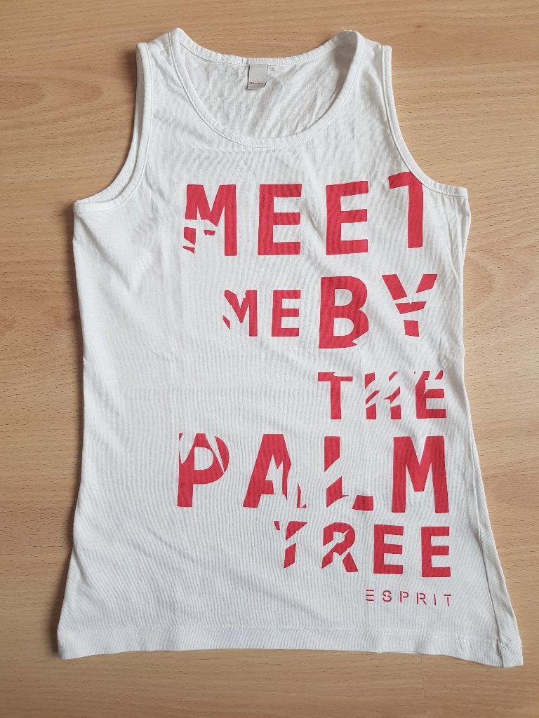 Wit topje met rode tekst - maat 140-146, Kinderen en Baby's, Gebruikt, Meisje, Ophalen of Verzenden, Esprit