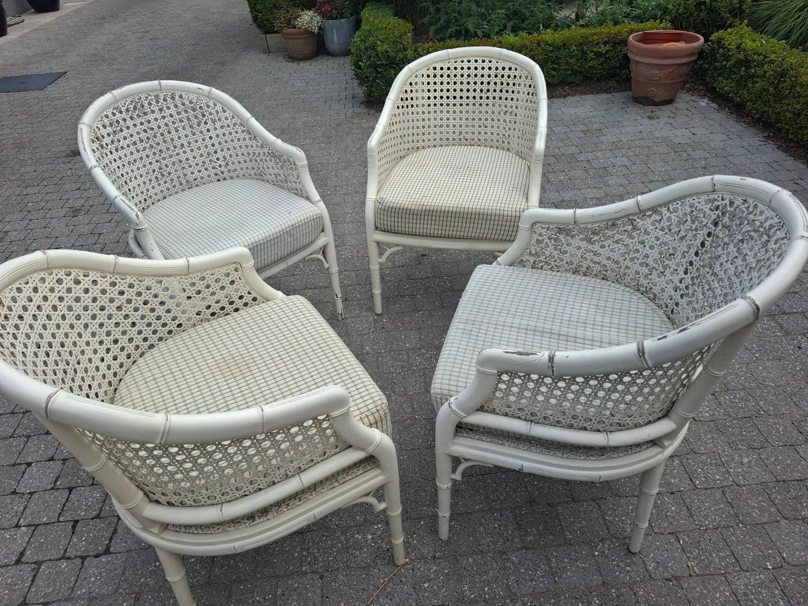 4 rotan stoelen, Tuin en Terras, Ophalen, Gebruikt, Rotan