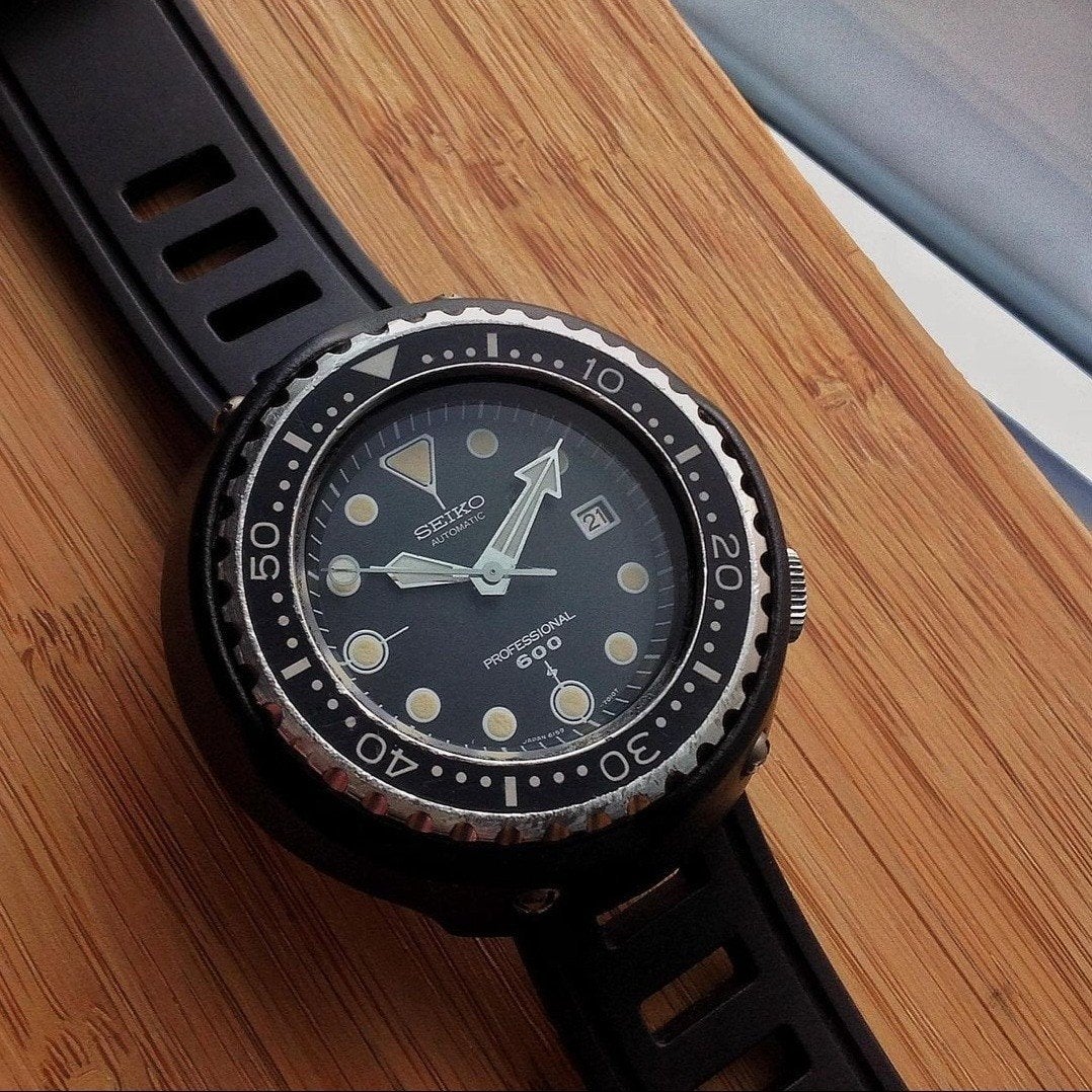 seiko Grandfather tuna 6159 7010, Gebruikt, Polshorloge, Kunststof, Ophalen of Verzenden