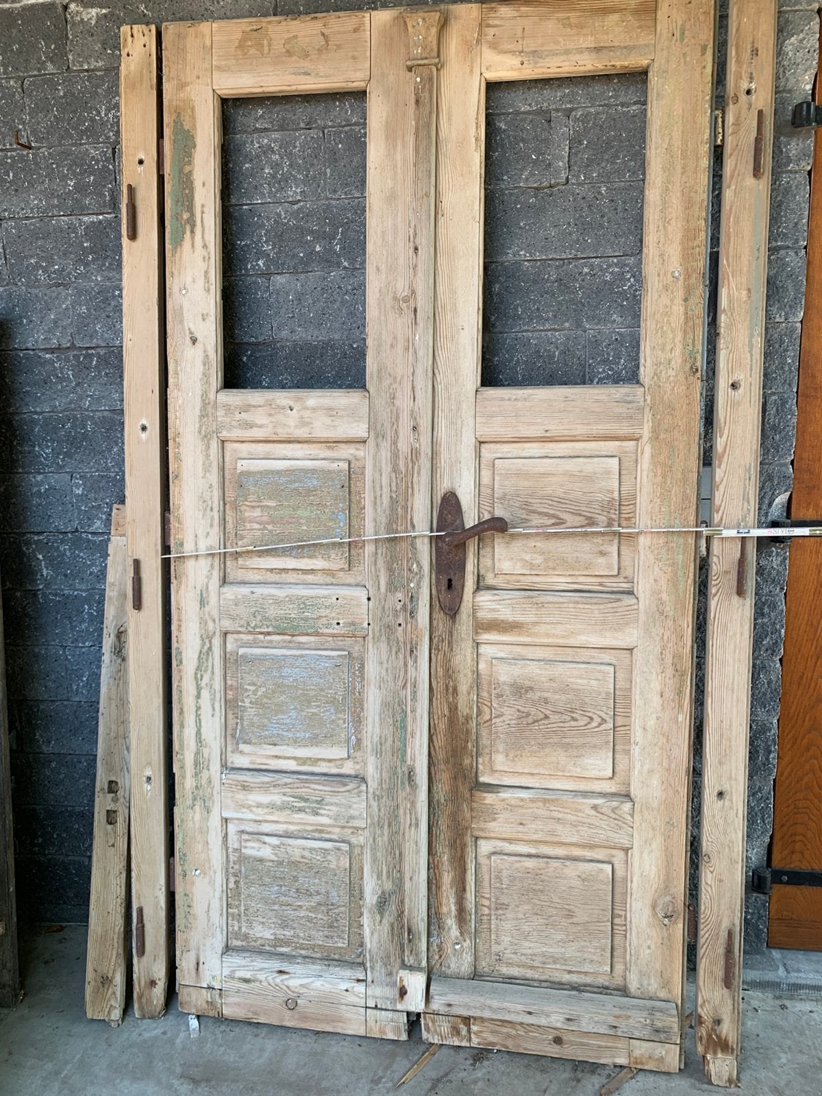 Dubbele deur in Pitch Pine., Enlèvement, Utilisé, Bois