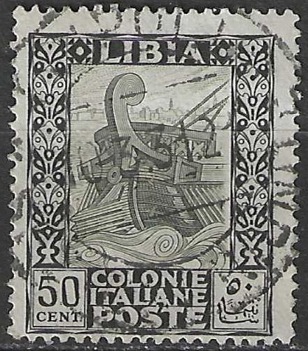 Libie 1921 - Yvert 29 - Antiek Romeins schip - 50 c. (ST), Verzenden, Gestempeld