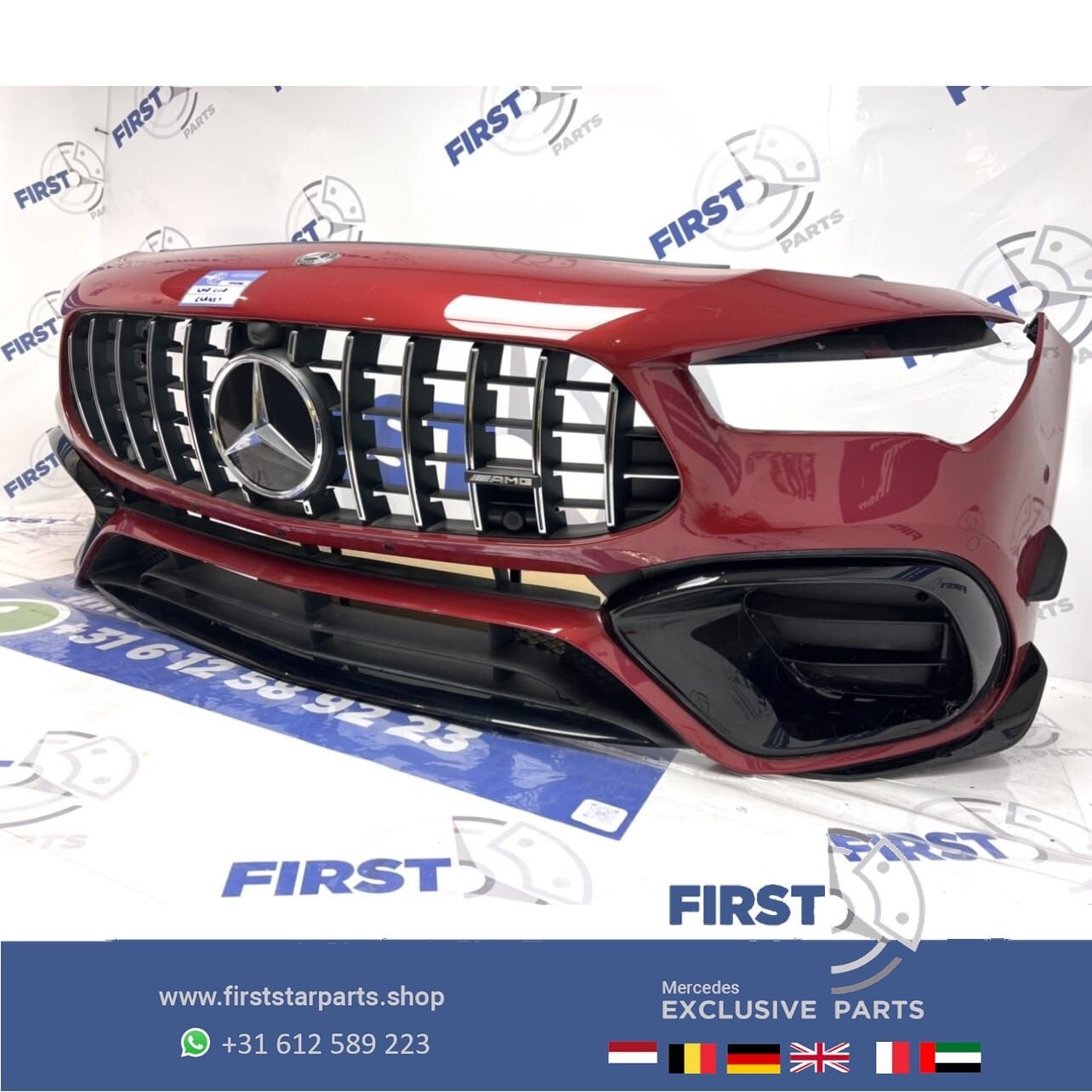 W118 CLA 45 CLA45S AMG GT VOORBUMPER GEEL COMPLEET CLA45 AER, Gebruikt, -, Voor, Ophalen of Verzenden