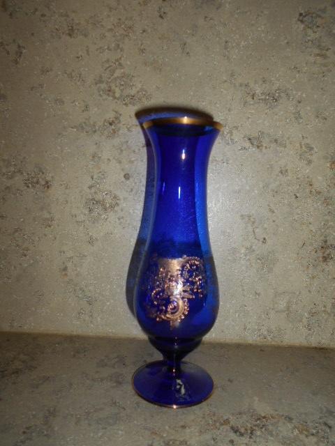 Oud blauw kristal vaasje, Antiek en Kunst, Ophalen