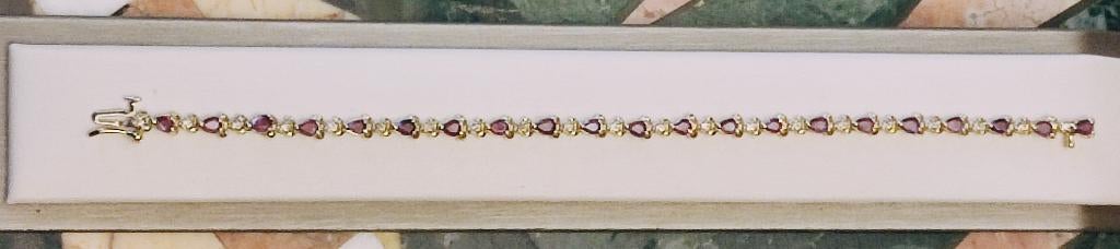 Gouden armband met robijnen en diamanten, Enlèvement ou Envoi, Or, Comme neuf, Or