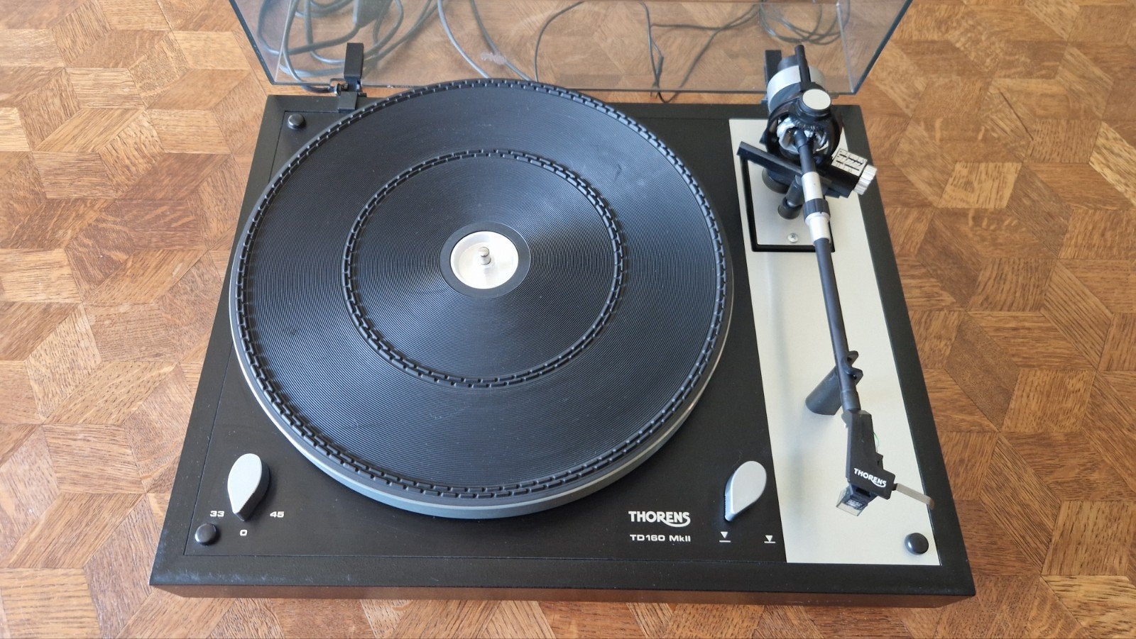 Prachtige vintage Thorens TD160MkII met zwarte plint., Ophalen, Zo goed als nieuw, Platenspeler, Thorens