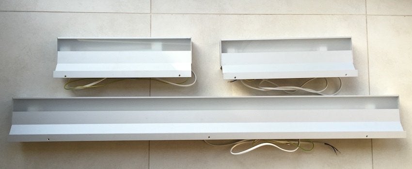 LUXE DESIGN LAMPEN , ALUMINIUM ARMATUUR VOOR OP BADKAMERKAST, Nieuw, Overige fittingen, Ophalen of Verzenden, Glas
