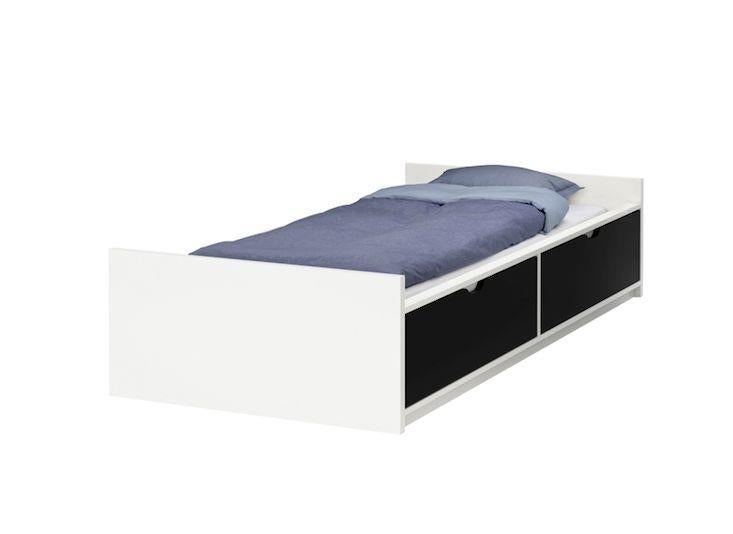 Lit Ikea Flaxa avec sommier à lattes Lönset et matelas Höväg, Maison & Meubles, Chambre à coucher | Lits, Enlèvement