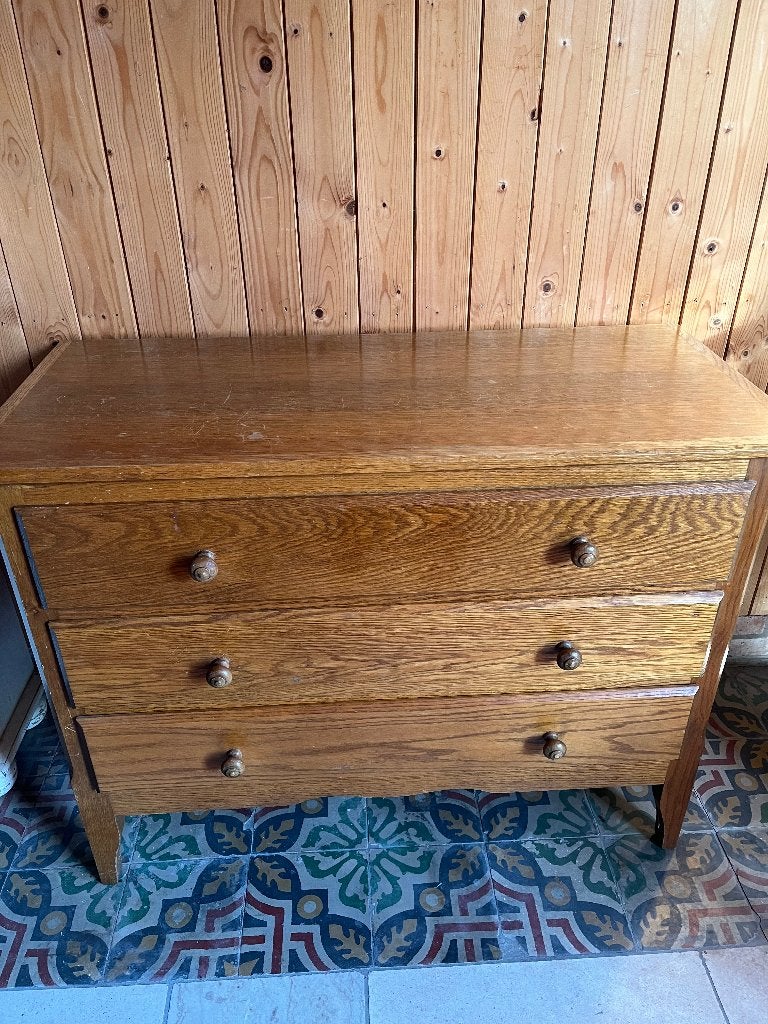 eiken ladenkastje - commode, Ophalen, Gebruikt, 100 tot 150 cm, Eikenhout