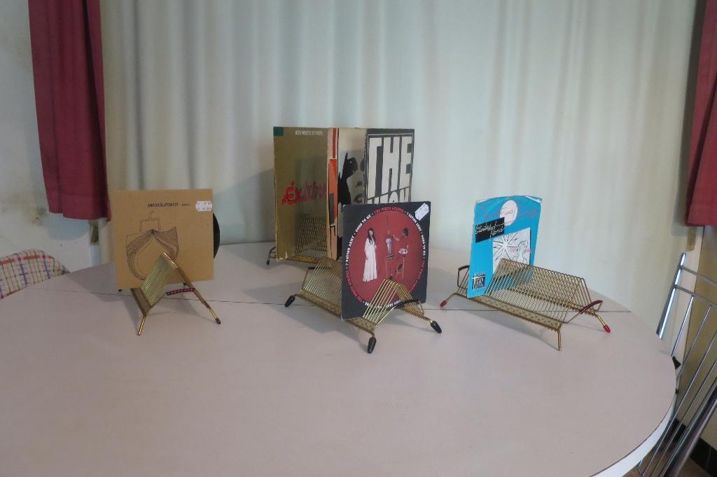 4 x Retro platenrek 33/45 vinyl plattofix atomic mid century, Ophalen of Verzenden, Audio en Video