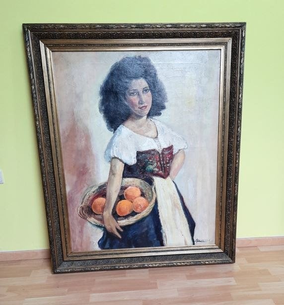 Decoratief schilderij van Leon Tamenne (Dendermondse school), Œuvre originale, Portrait ou Personnes, Peinture à l'huile, Enlèvement