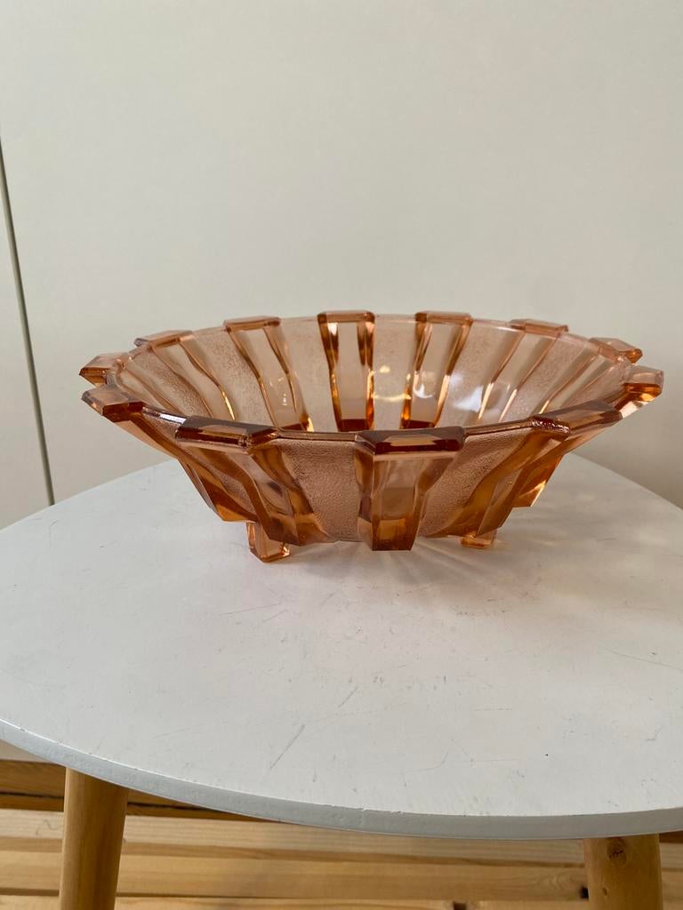 Coupe art deco en verre pressé moulé Scailmont, Antiek en Kunst, Ophalen of Verzenden