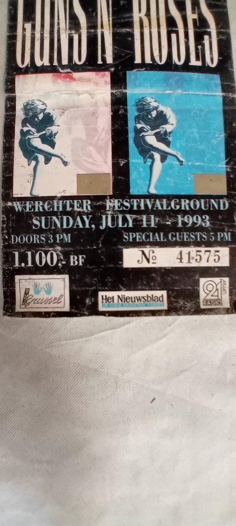 Ticket concert Guns N' Roses 1993 Werchter - Brian may, Enlèvement ou Envoi, Utilisé