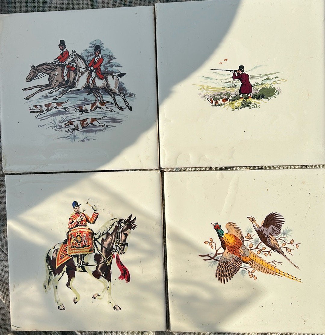 10 carreaux décoratifs, scènes de chasse, Enlèvement ou Envoi