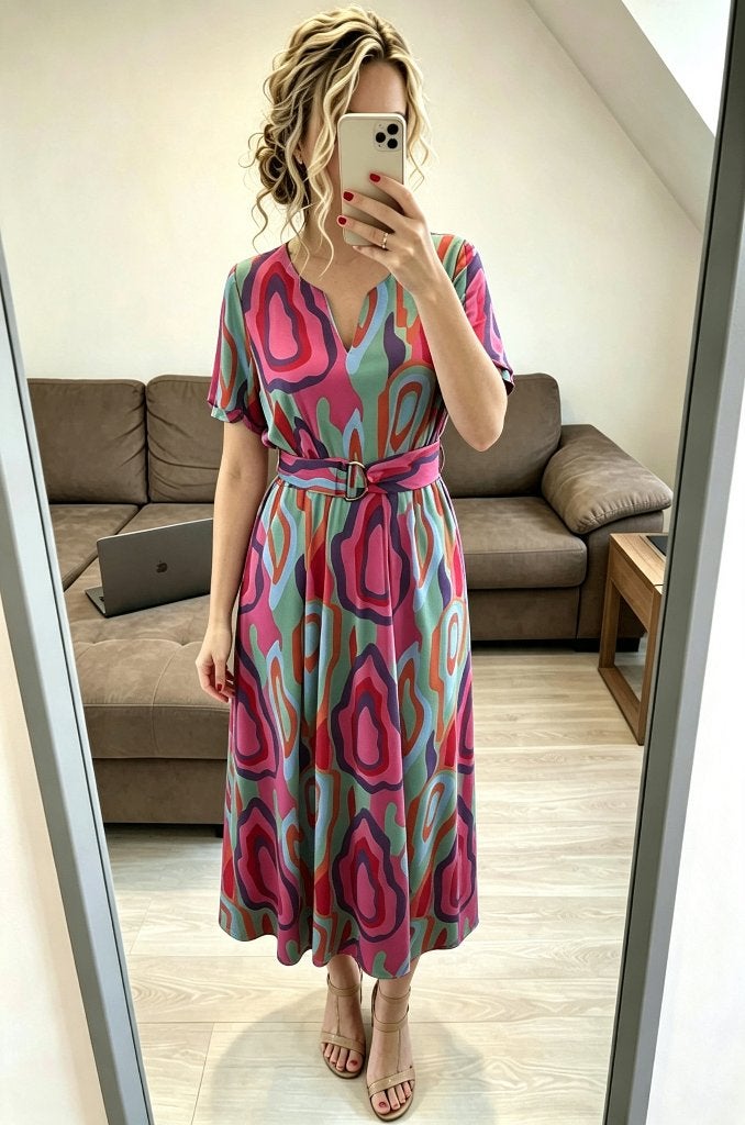 Lange jurk K-Design xl, Kleding | Dames, Jurken, Verzenden, Zo goed als nieuw, Maat 46/48 (XL) of groter