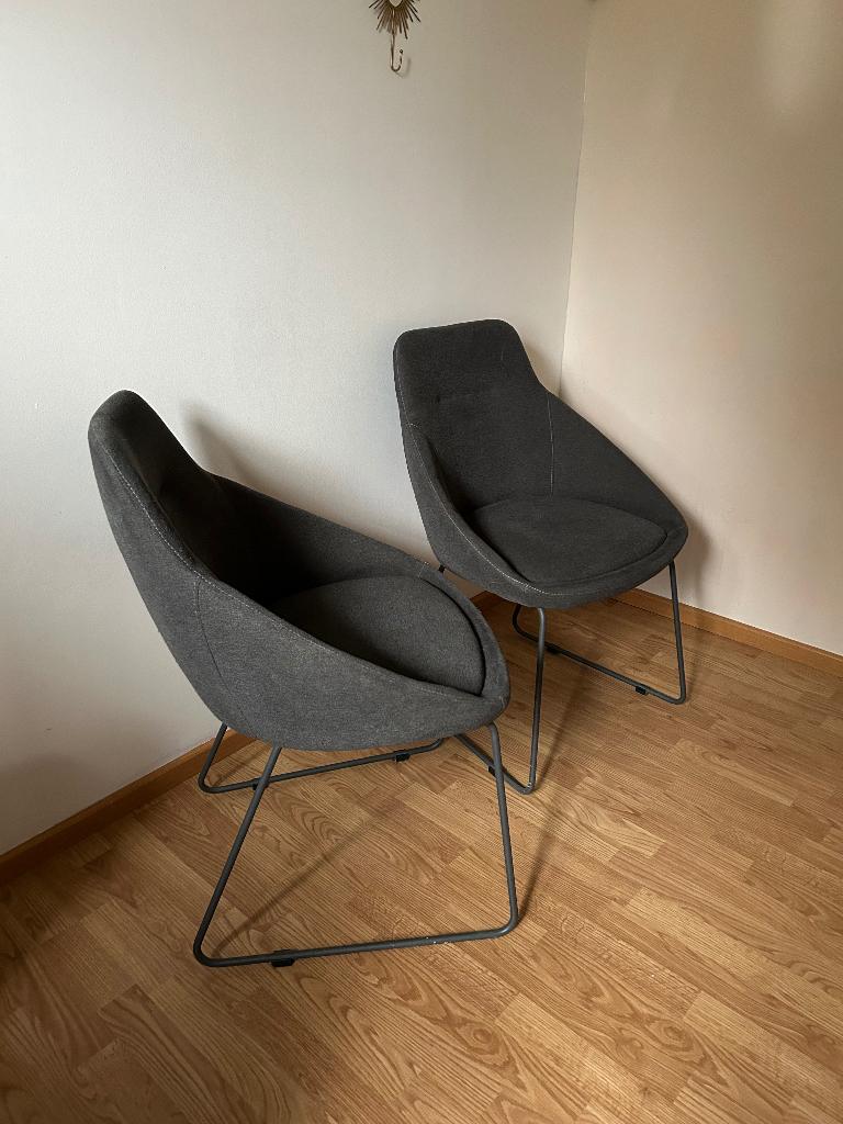 Chaises capitonnées, Gris, Comme neuf, Deux, Enlèvement
