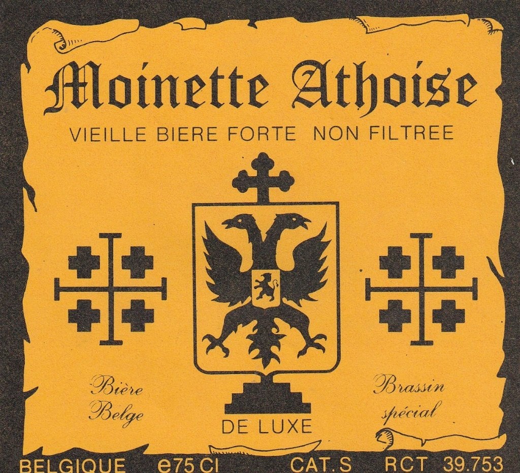 bieretiket België Dupont Tourpes :  moinette Athoise, Verzamelen, Verzenden, Gebruikt, Overige typen, Overige merken