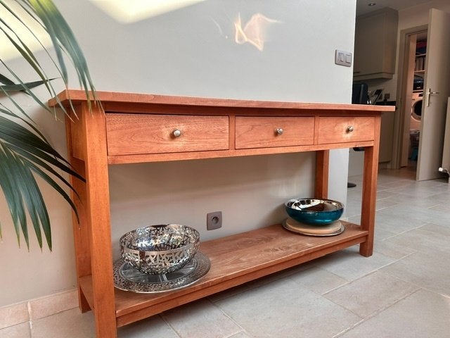 Teak houten kastje, Ophalen, Gebruikt, 100 tot 150 cm, Teakhout