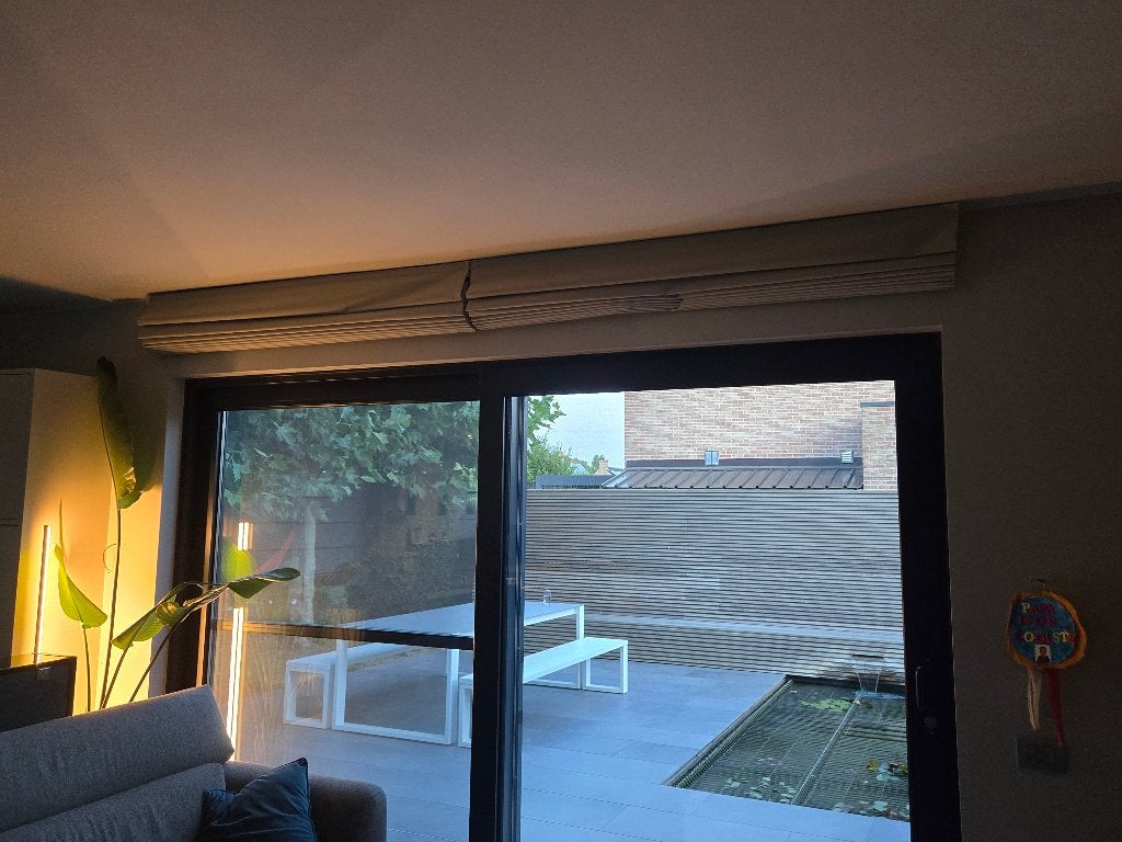 4 elektrische gordijnen, Huis en Inrichting, Stoffering | Gordijnen en Lamellen, Ophalen, Gebruikt, Grijs, Gordijn