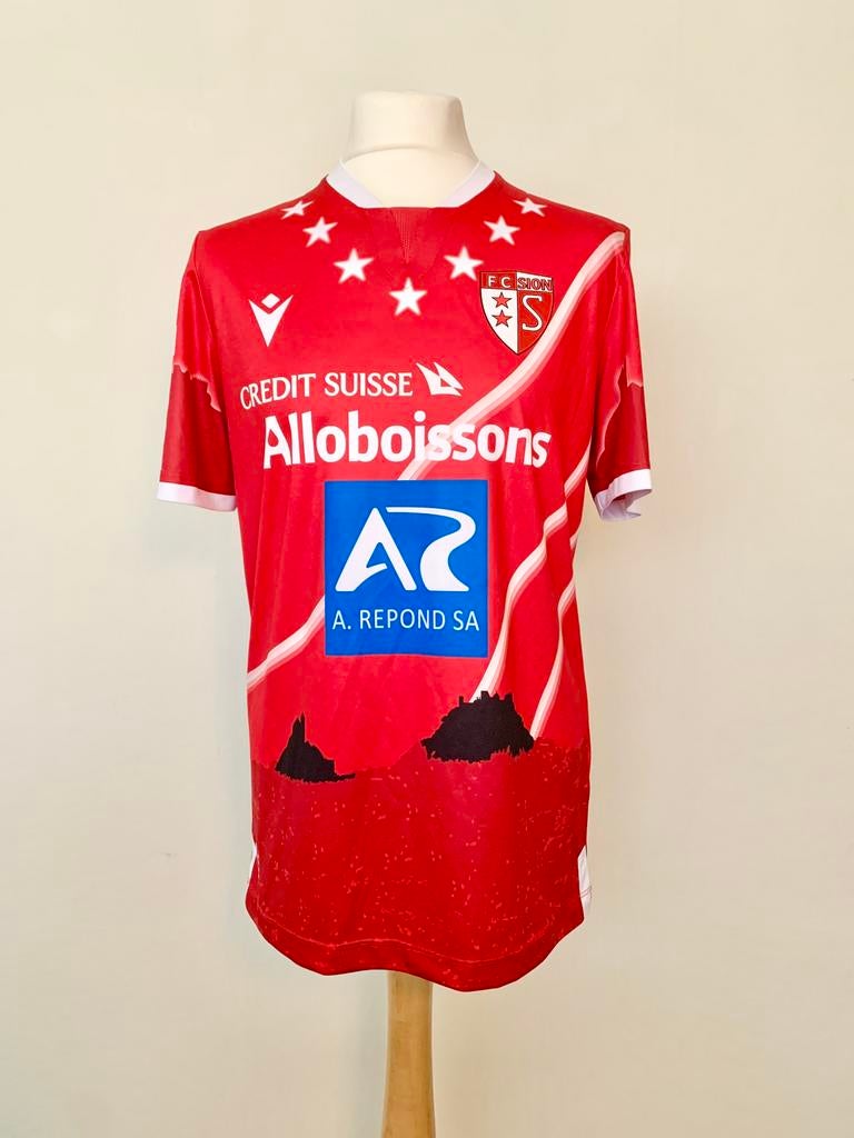 Sion FC 2022-2023 Home Cyprien match worn Switzerland shirt, Sports & Fitness, Football, Taille L, Enlèvement ou Envoi, Utilisé