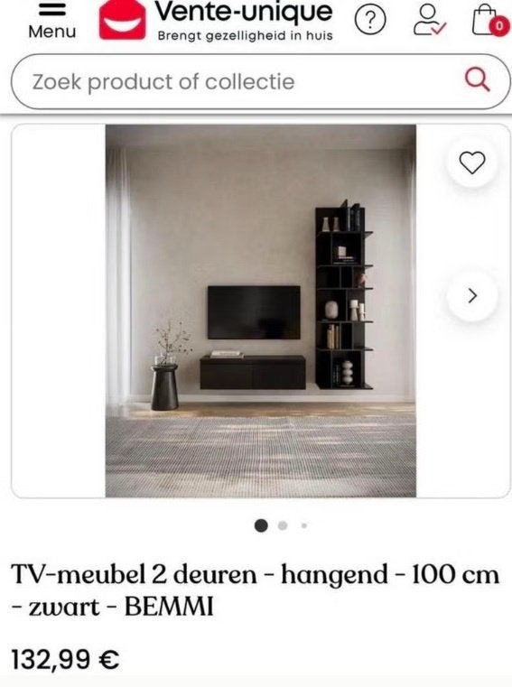 Meuble TV suspendu, 100 cm, noir, Neuf, 25 à 50 cm, Enlèvement ou Envoi, Moins de 100 cm