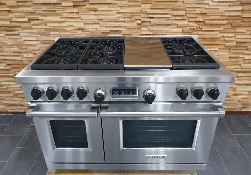 🔥Luxe Wolf Fornuis 120cm rvs 2 elektrische ovens Teppanyaki, Ophalen, 60 cm of meer, Zo goed als nieuw, Energieklasse A of zuiniger