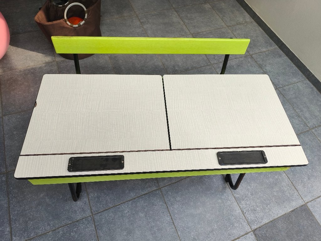 oude duo lessenaar, Ophalen, Groen, 110 cm, Hout