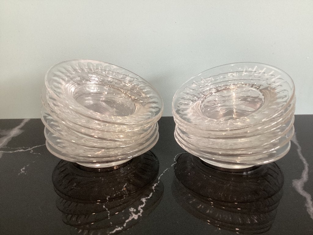 12 schaaltjes / onderzetters in kristalglas. 060/a., Huis en Inrichting, Woonaccessoires | Onderzetters, Ophalen