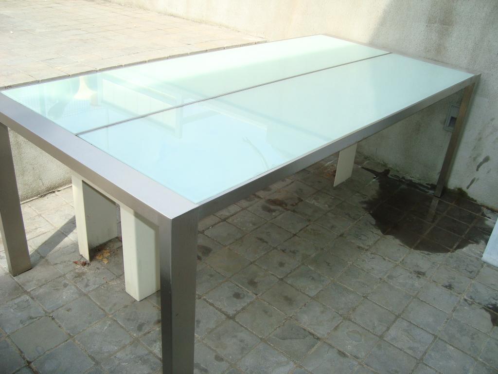 tuin tafel 100x200 glas inox kiwi, Tuin en Terras, Ophalen of Verzenden, Nieuw, Rechthoekig, Rvs