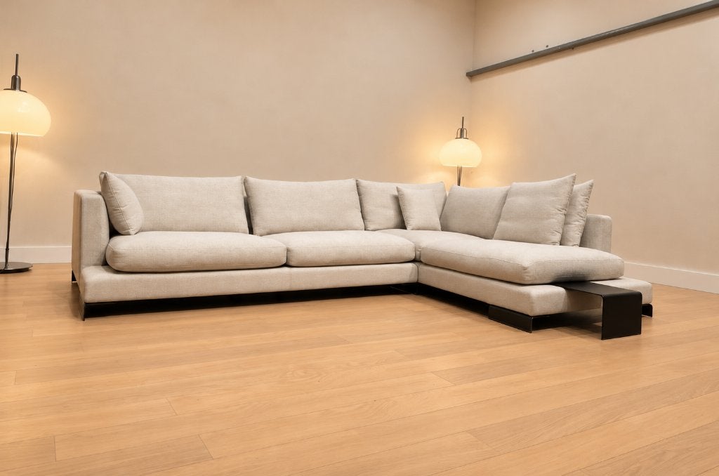 NIEUW Flexform Long Island Ecru + GARANTIE | NP €20.000, Huis en Inrichting, Design Bank Bankstel Zetel Hoekbank Flexform, Hoekbank