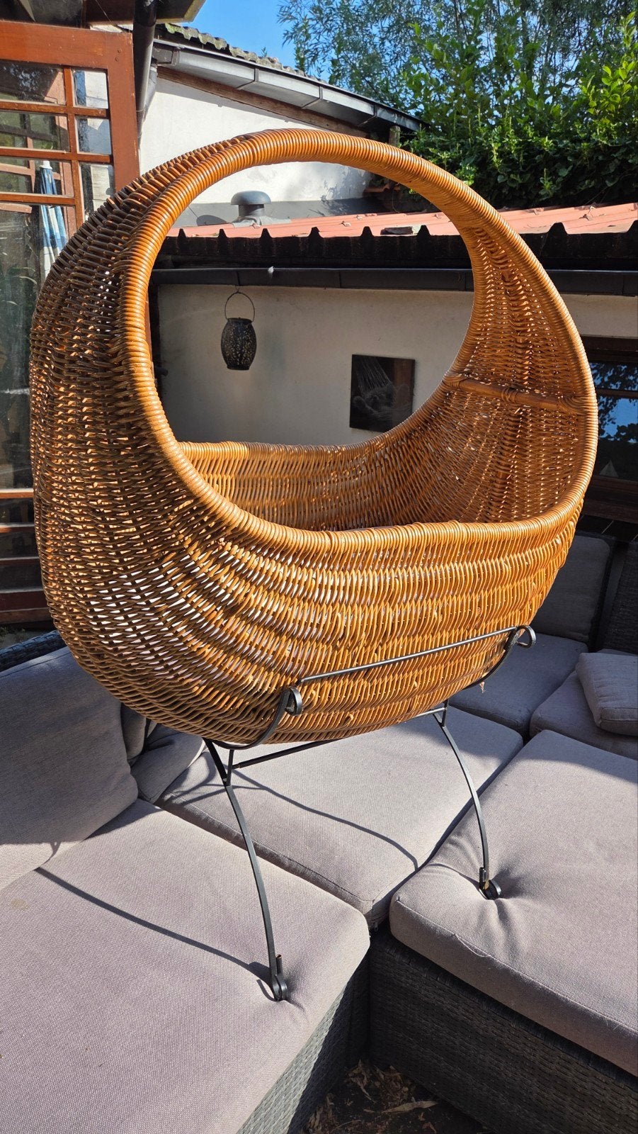 Vintage Wieg Rotan met Matras en Onderstel, Enlèvement, Utilisé, Intérieur, Avec support