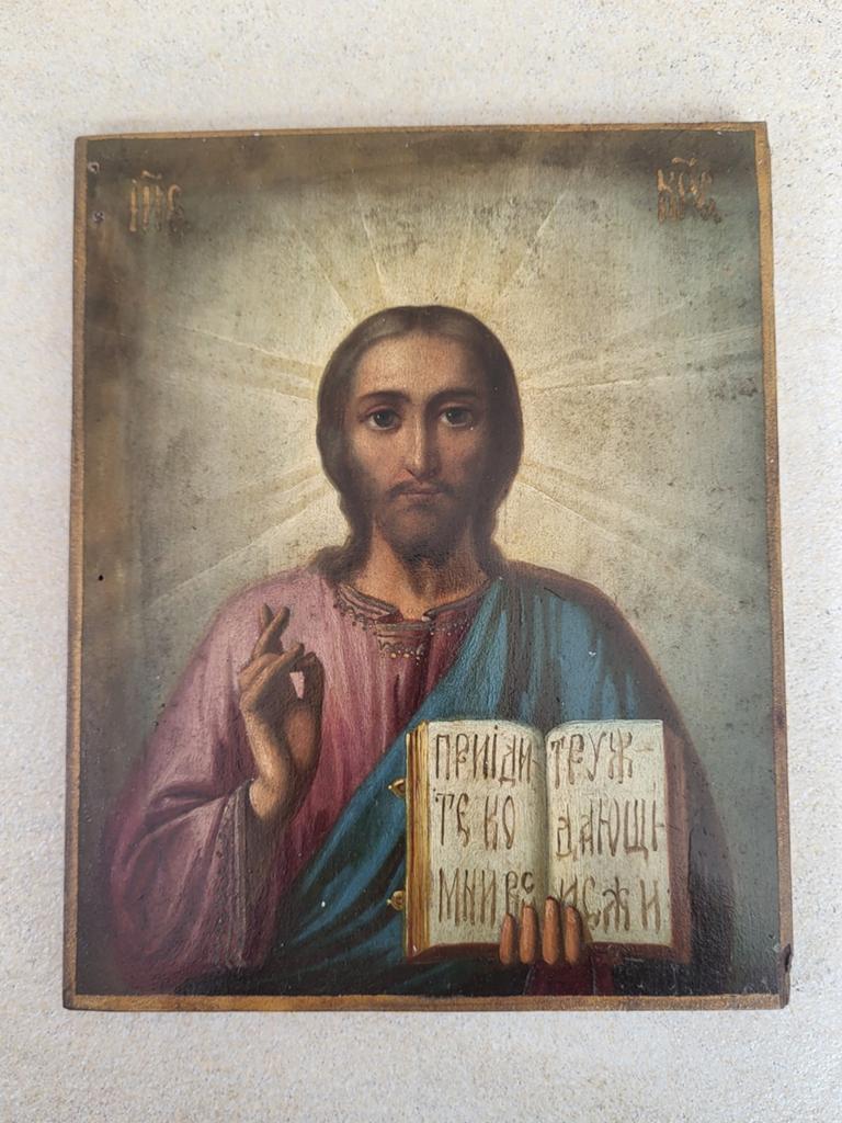 Icône orthodoxe. Christ Pantocrator., Antiquités & Art, Antiquités | Objets religieux, Enlèvement ou Envoi