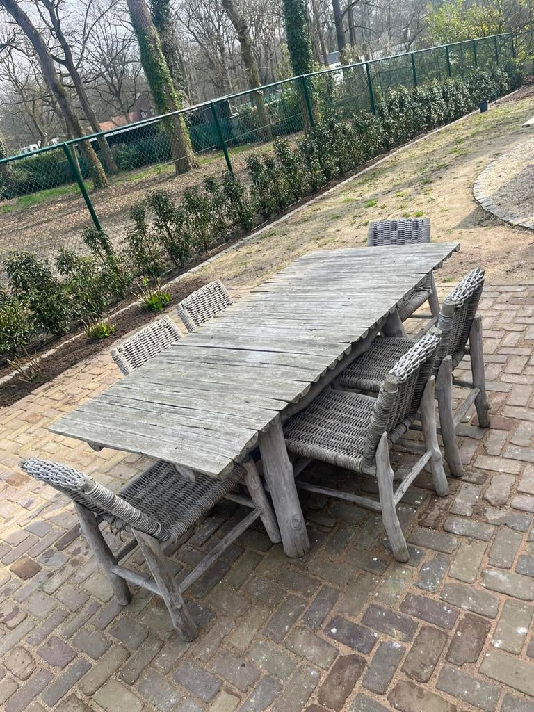 Tuintafel 6 stoelen, Tuin en Terras, Tuinsets en Loungesets, Ophalen, Zo goed als nieuw