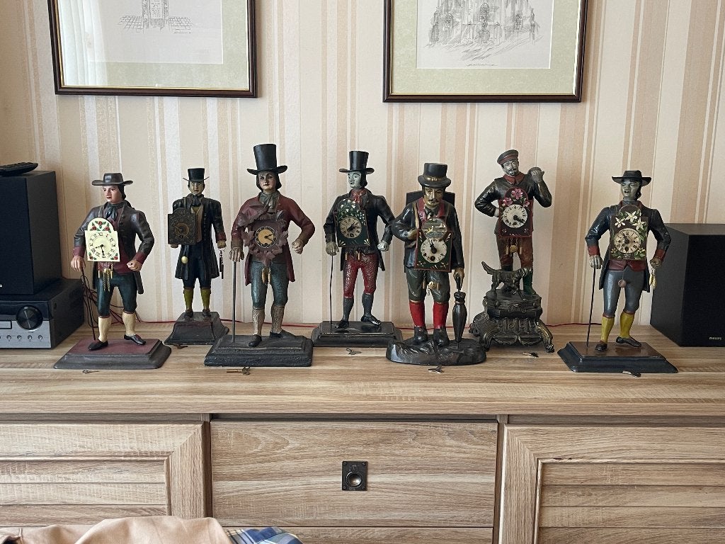 Uitzonderlijke collectie: 7 verschillende klokkenmannetjes!!, Antiek en Kunst, Ophalen