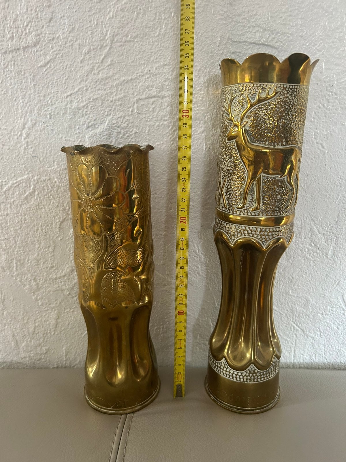 Lot de 2 vases “Trench Art” 1944, Enlèvement