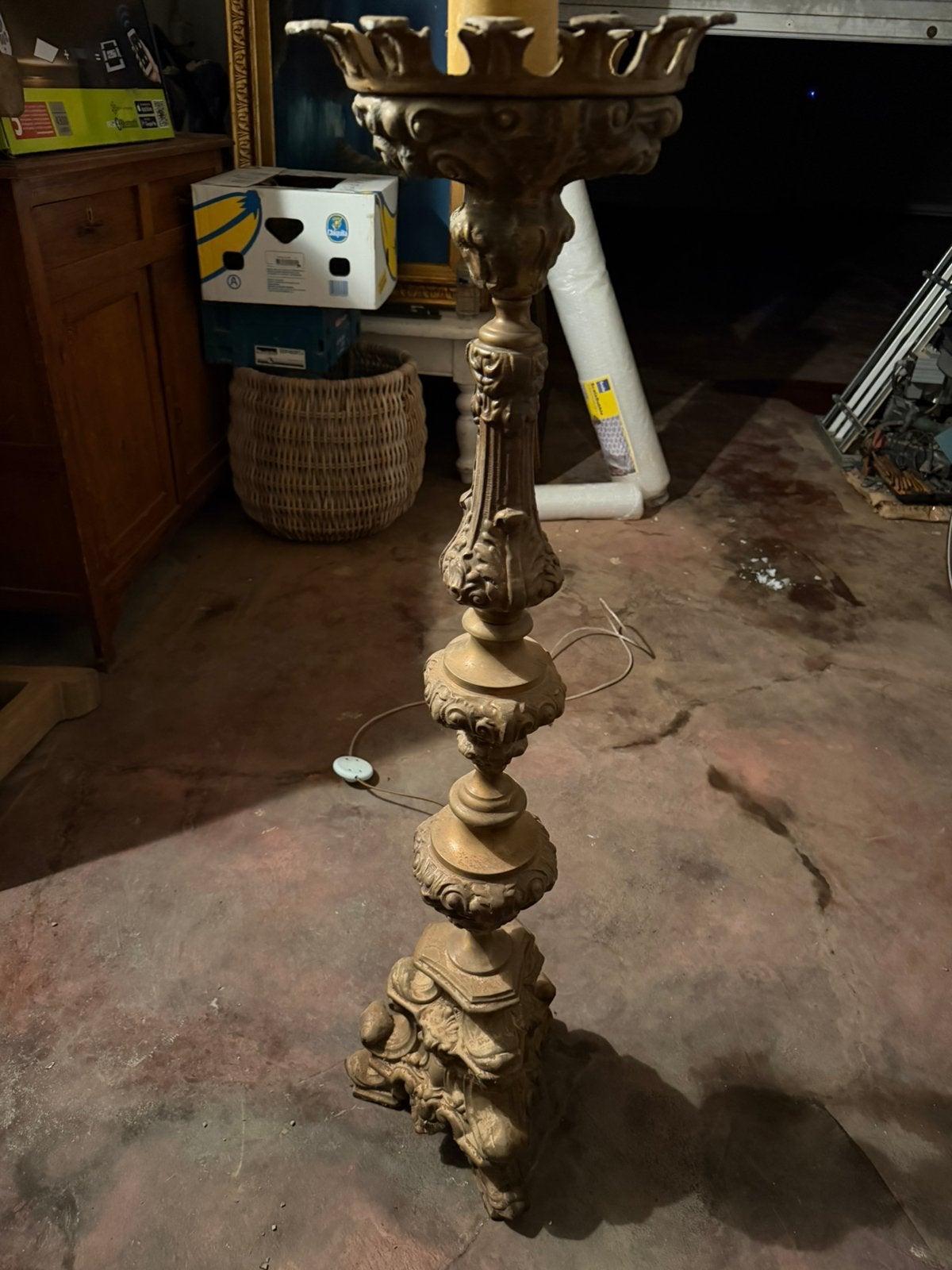 Mooie authentieke staanlamp in brons, zeer zwaar., Antiquités & Art, Enlèvement