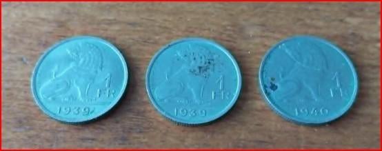 Belgie 1 frank munten 1939-1940  'BELGIË - BELGIQUE', Postzegels en Munten, Munten | België, Ophalen of Verzenden, Overig, Losse munt
