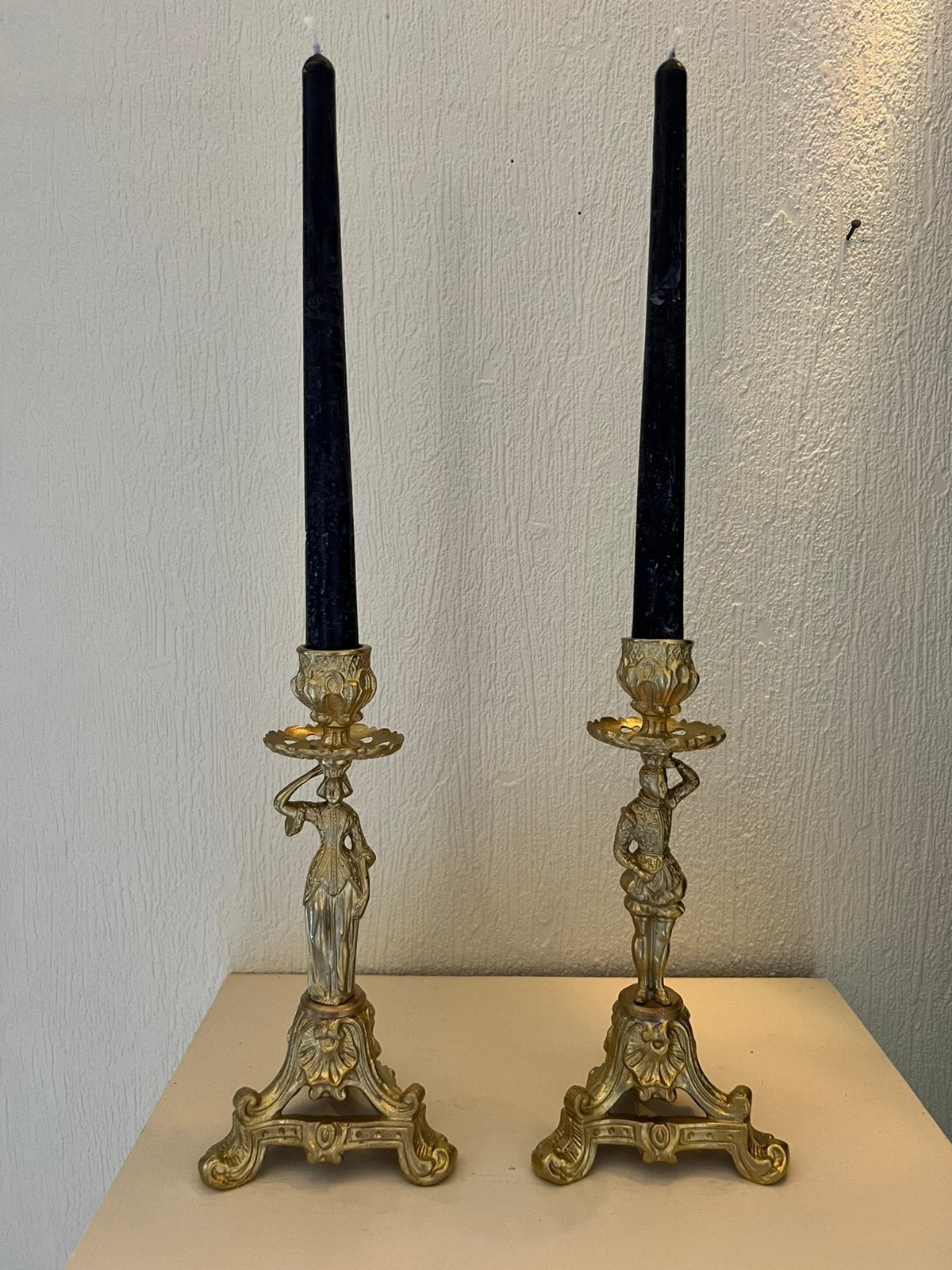 Paar bronzen kandelaars in Franse Empire-stijl, Ophalen of Verzenden, Koper of Brons