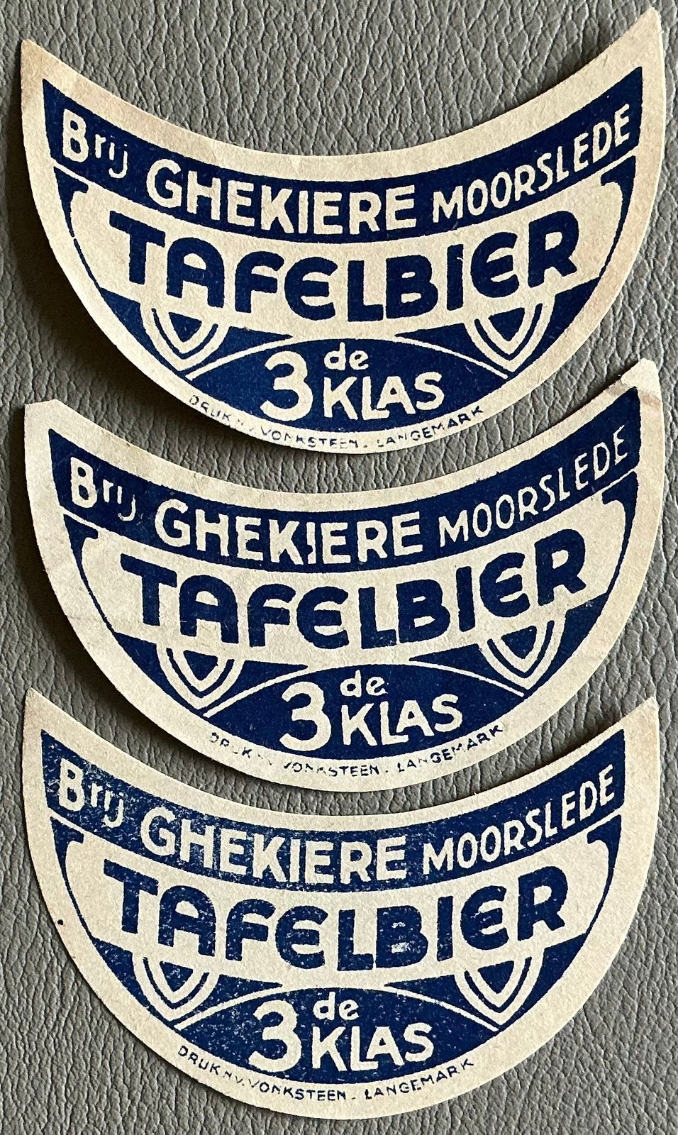 Oud BR.GHEKIERE/TAFELBIER/MOORSLEDE/bieretiketten, Verzamelen, Ophalen of Verzenden, Zo goed als nieuw, Overige typen
