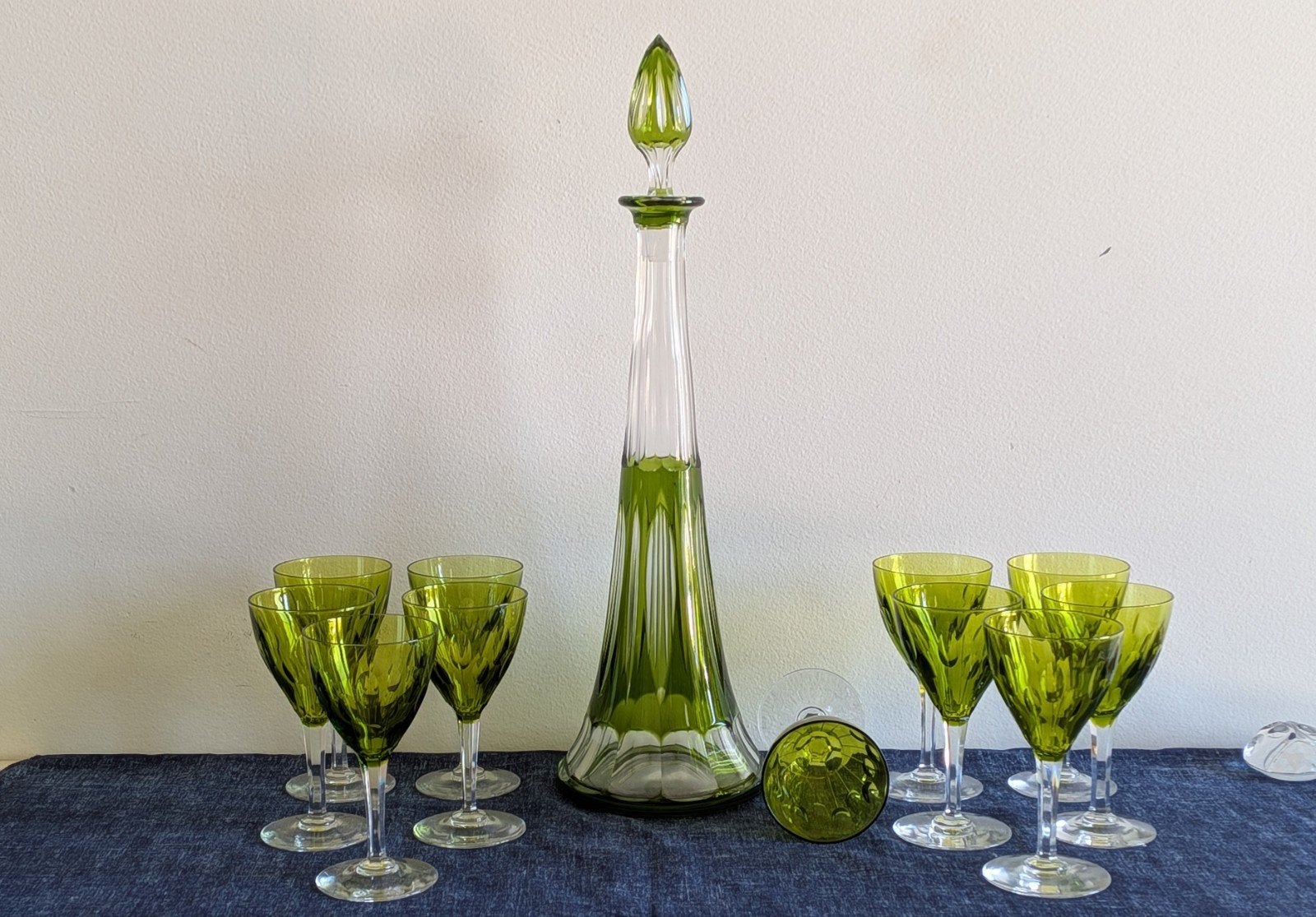 8 verres Val st Lambert, Antiquités & Art, Enlèvement ou Envoi