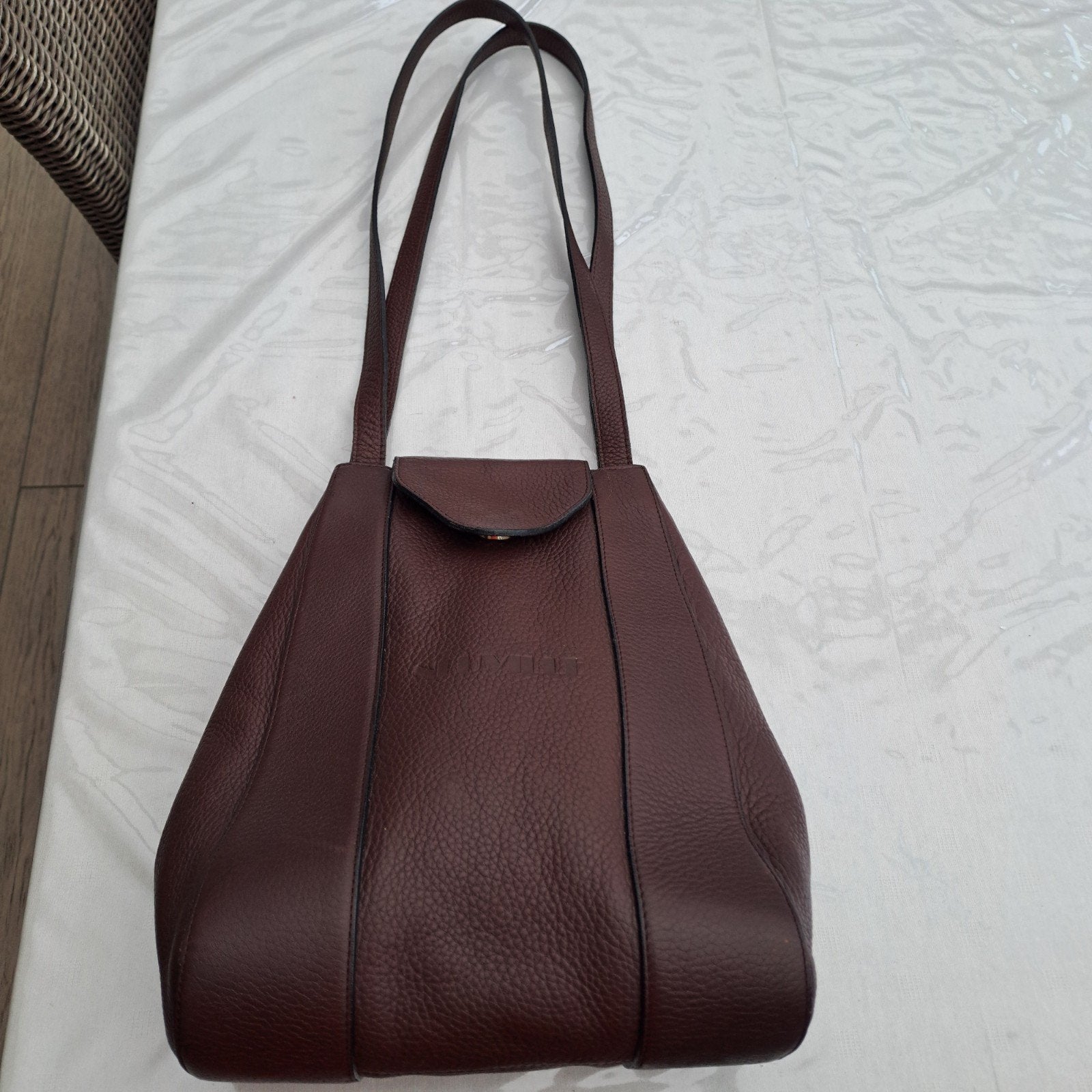 sac à main en cuir marron foncé pour femme, Enlèvement ou Envoi, Comme neuf, Brun, Sac à main