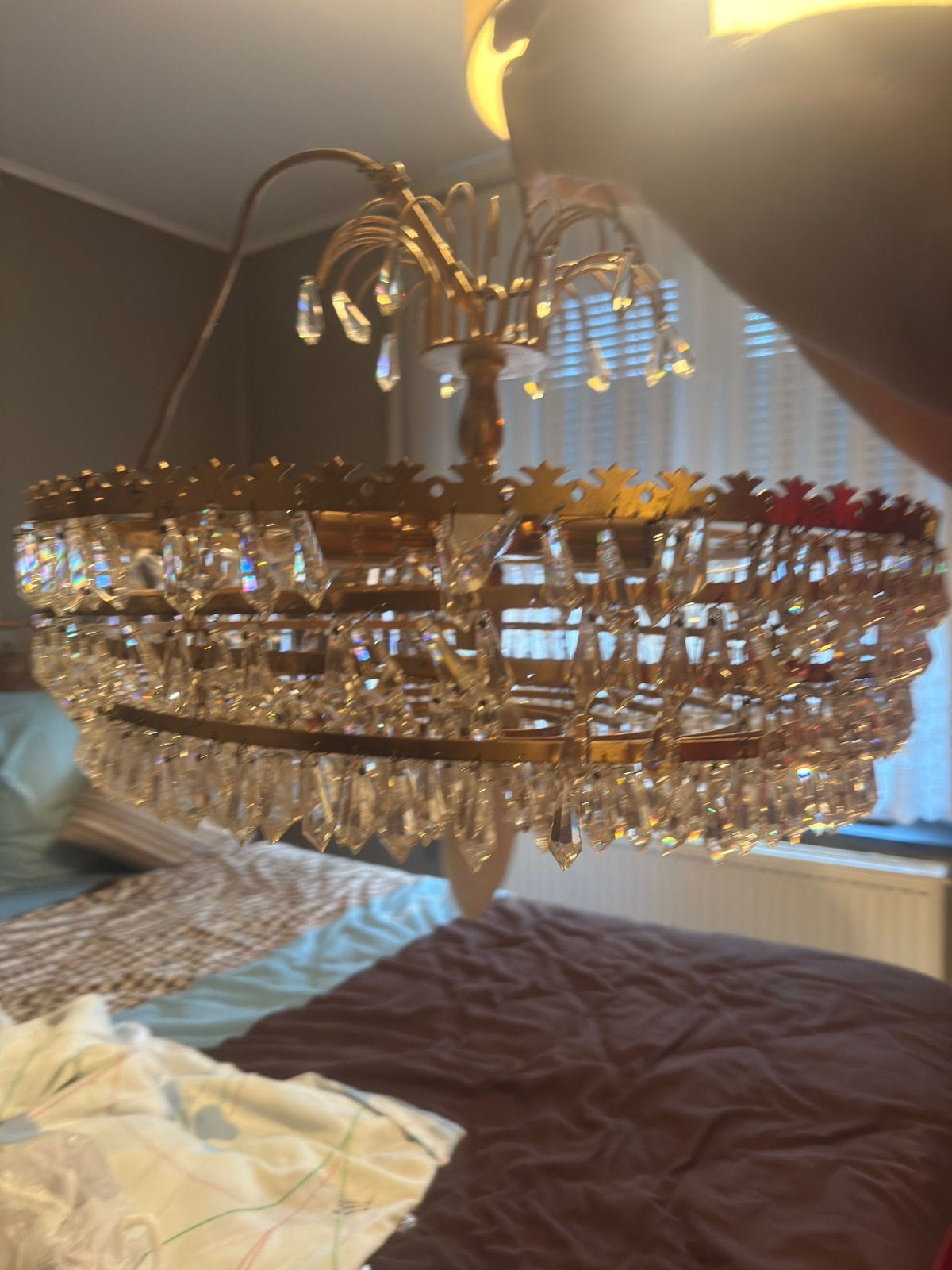 Lustre en cristal doré, Enlèvement, Utilisé, Autres matériaux